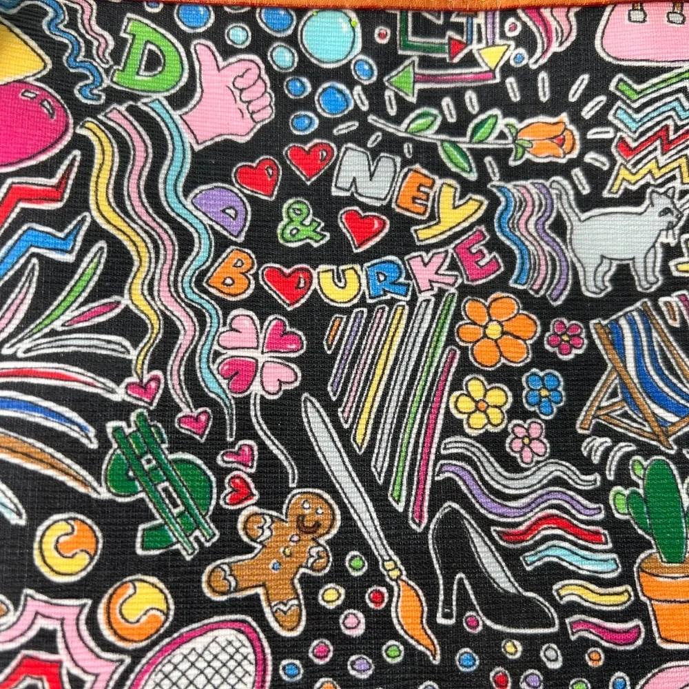 Vintage Dooney & Bourke shopper tote retired Whimsey Print Black key leash Rare - Picture 11 of 15